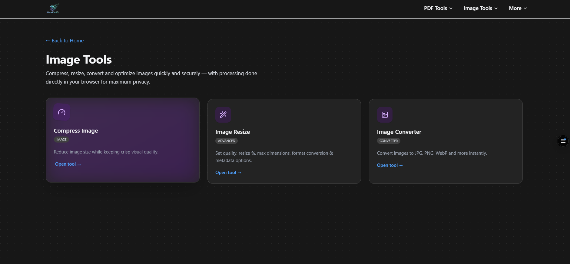 PixelDrift - Screenshot 5 showing product features and functionality