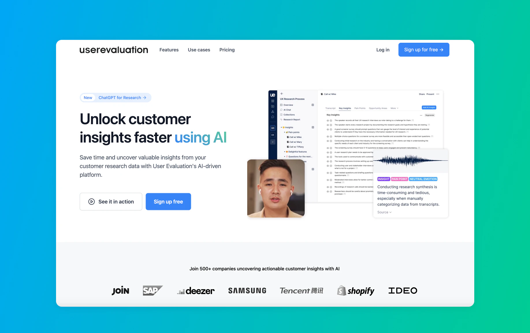 Userevaluation — screenshot 2 showing tool features and UI