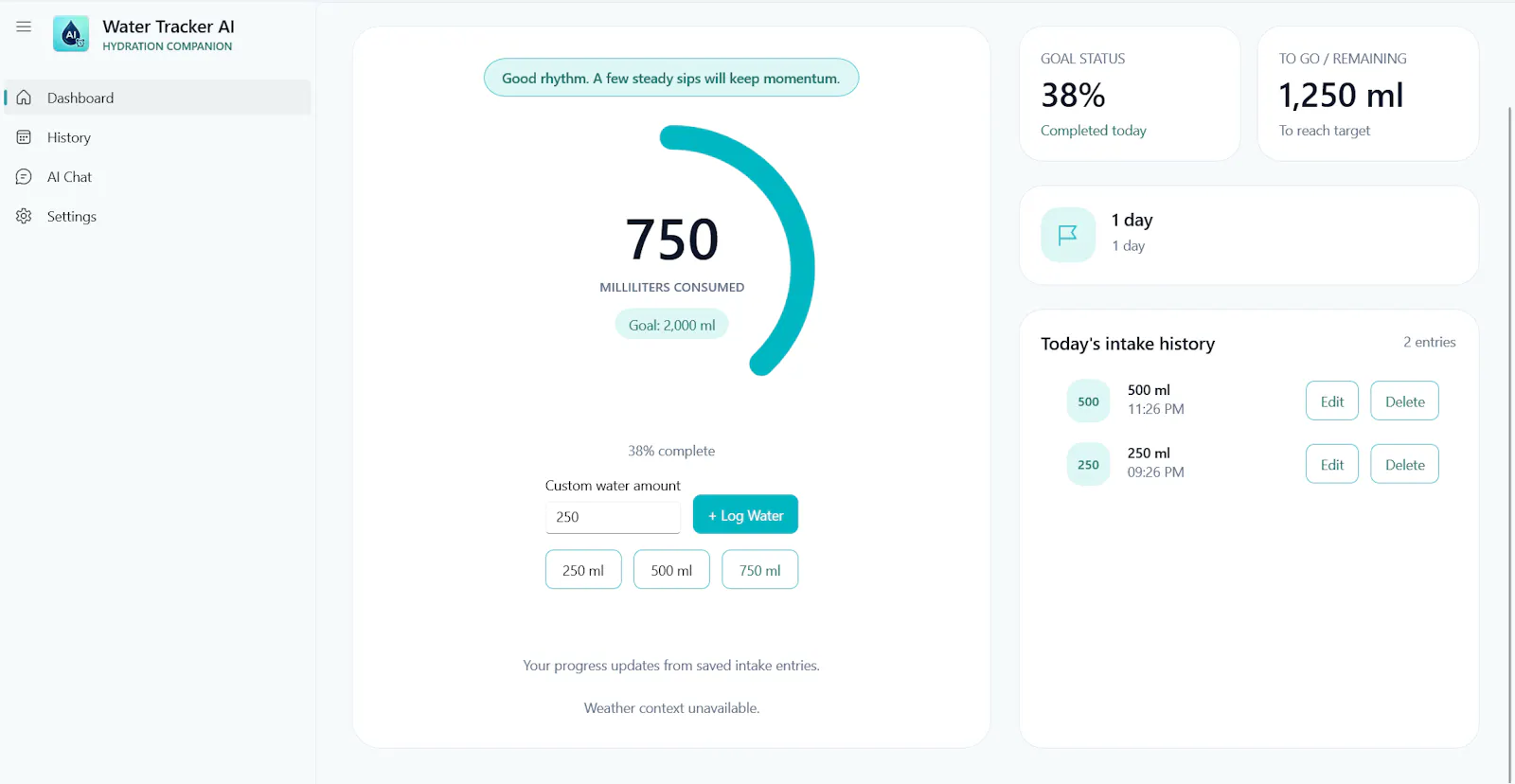 Water Tracker AI screenshot 1