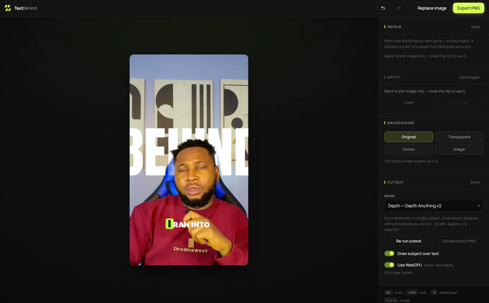 Text Behind Subject screenshot 2