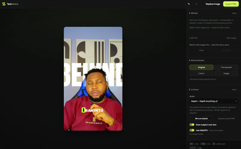Text Behind Subject screenshot 2