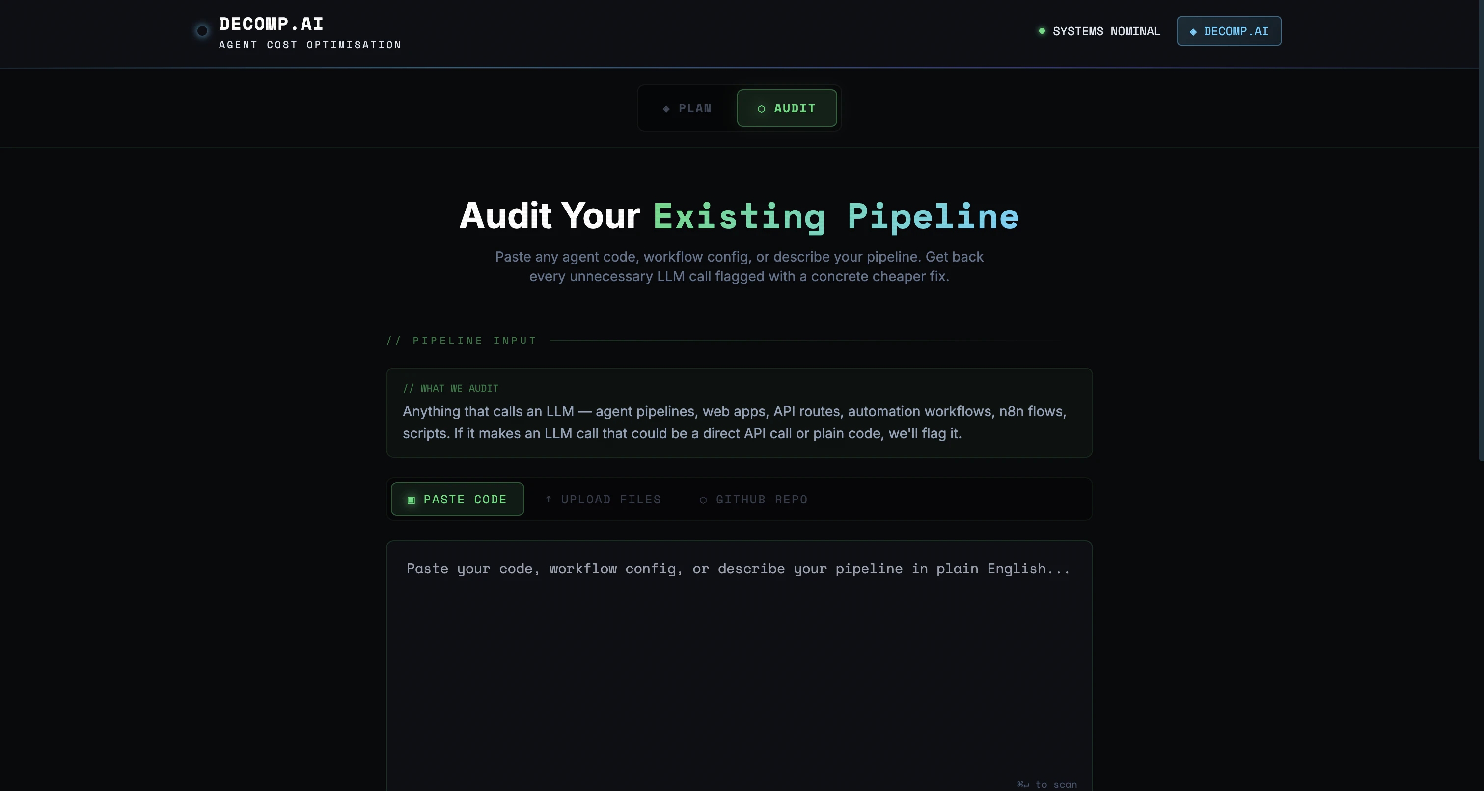 Decomp.ai — Agent Cost Optimisation screenshot 1
