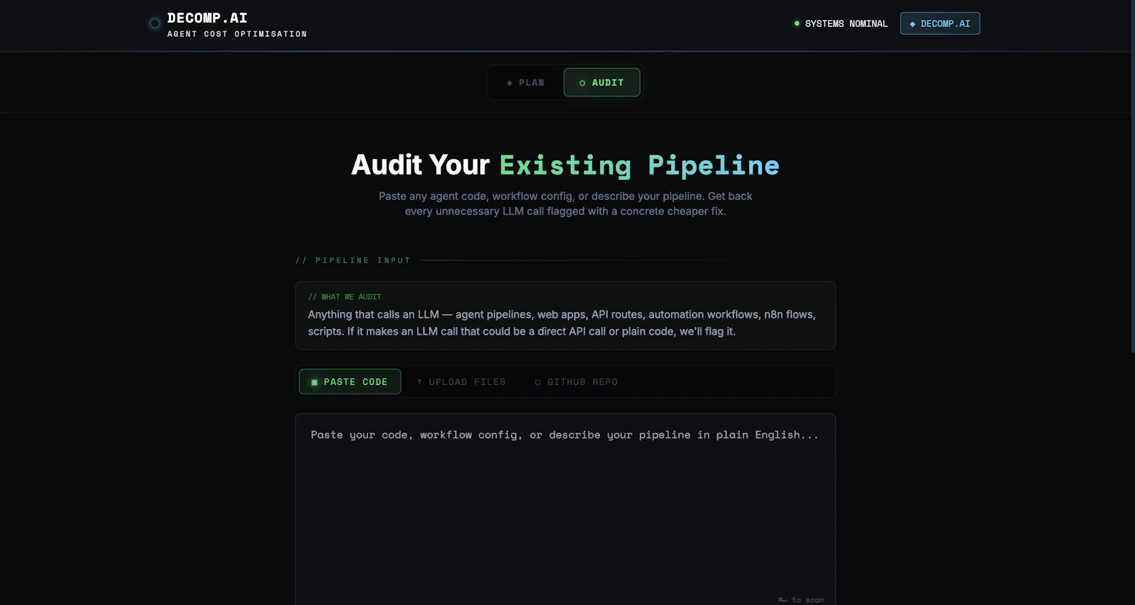 Decomp.ai — Agent Cost Optimisation screenshot 2