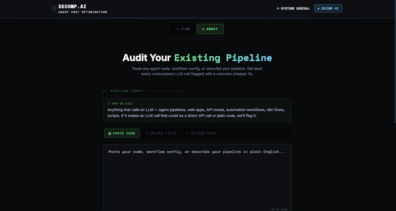 Decomp.ai — Agent Cost Optimisation screenshot 2