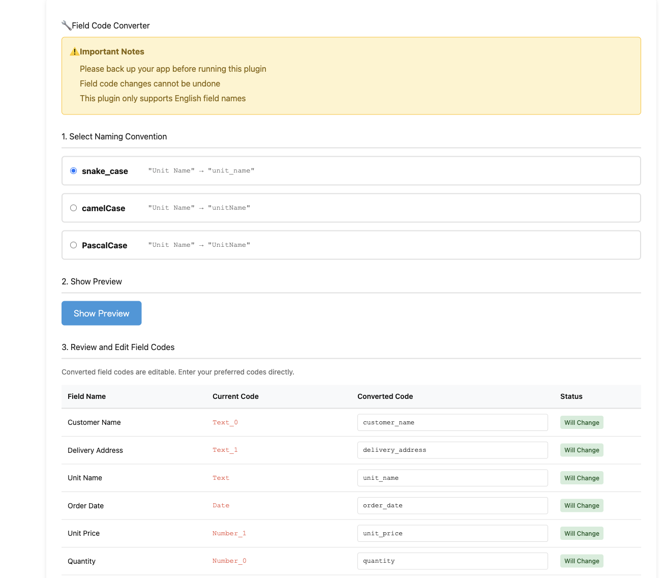 kintone Field Code Converter gallery image