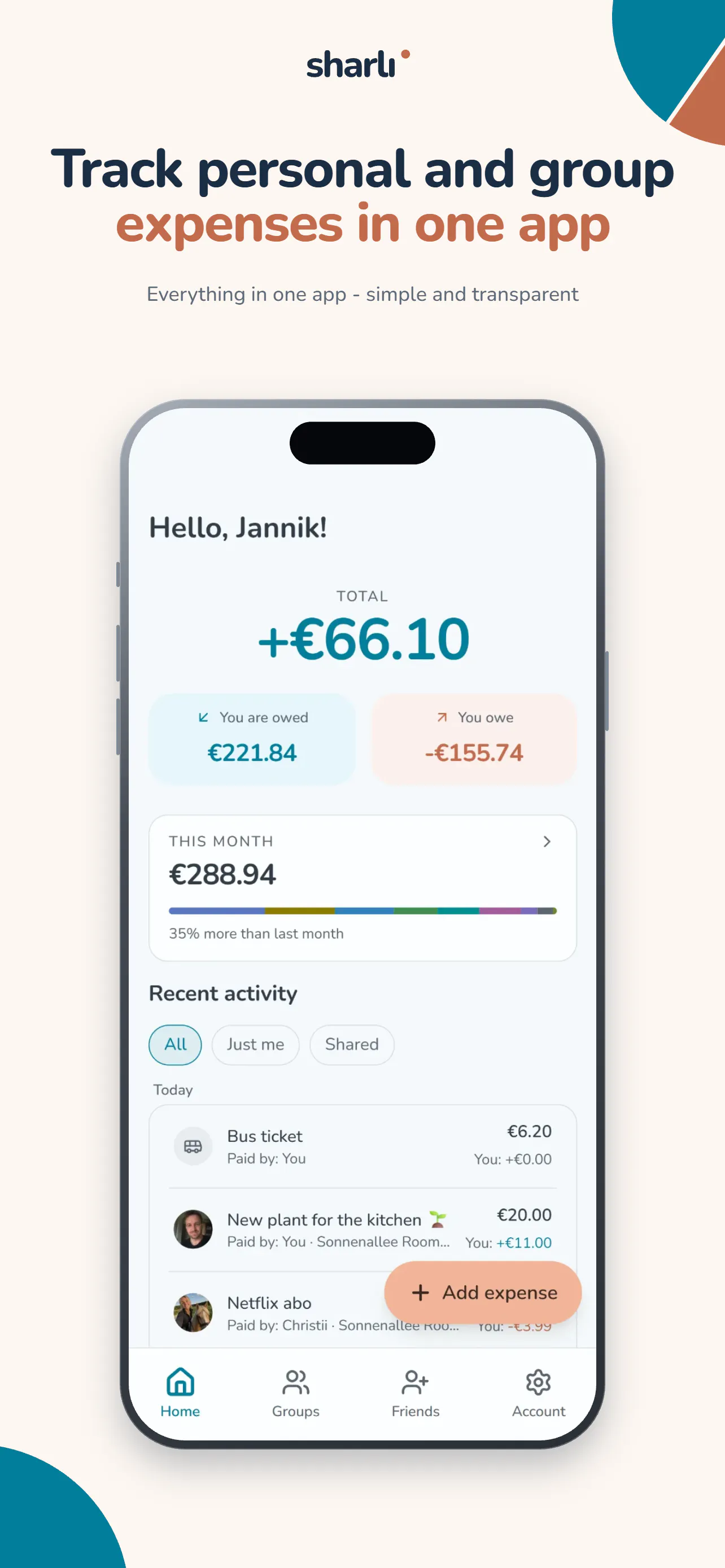 Sharli - expense splitting app gallery image