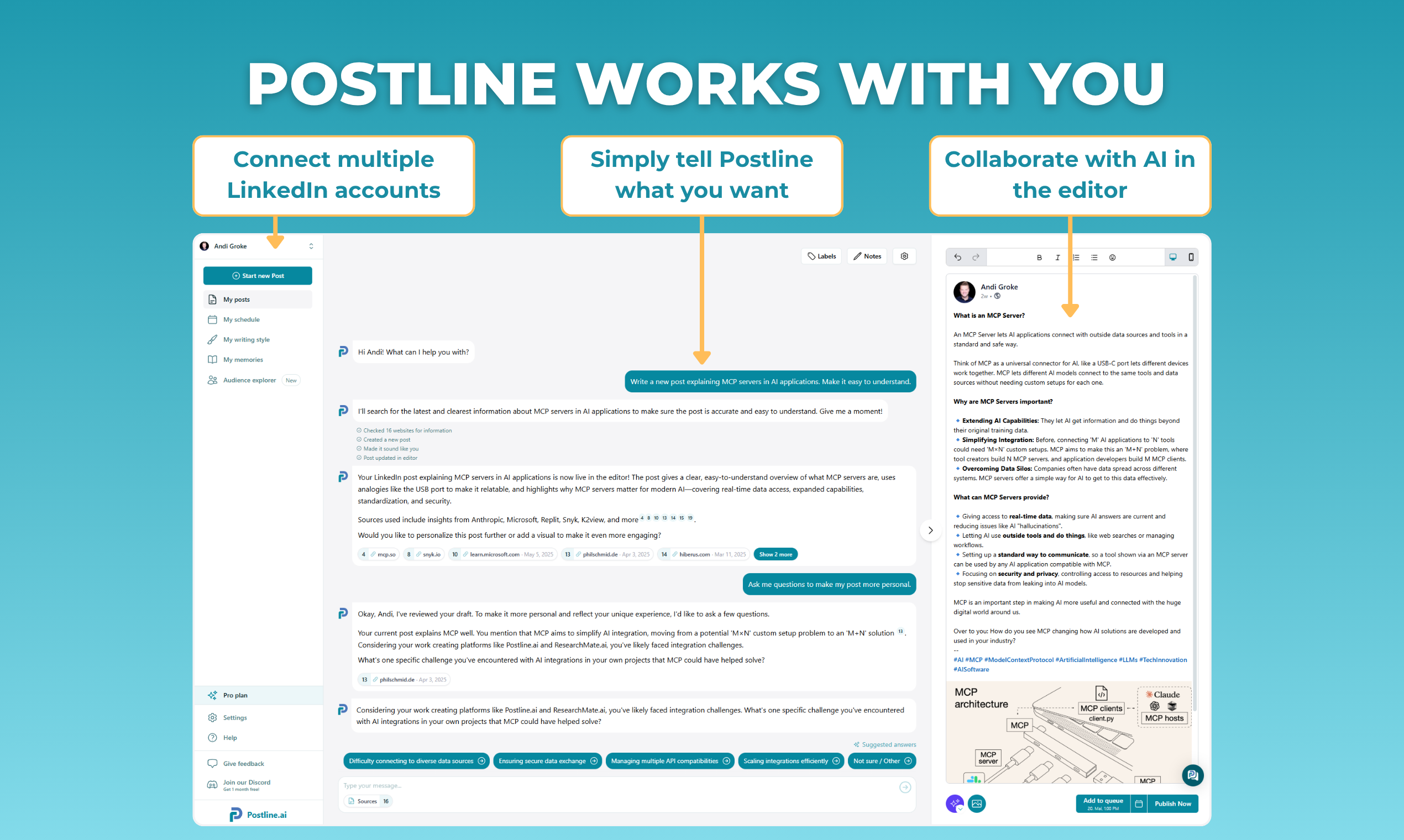 Media Postline.ai - Bài viết LinkedIn tốt hơn. Siêu nhanh. Vẫn 100% bạn. 3