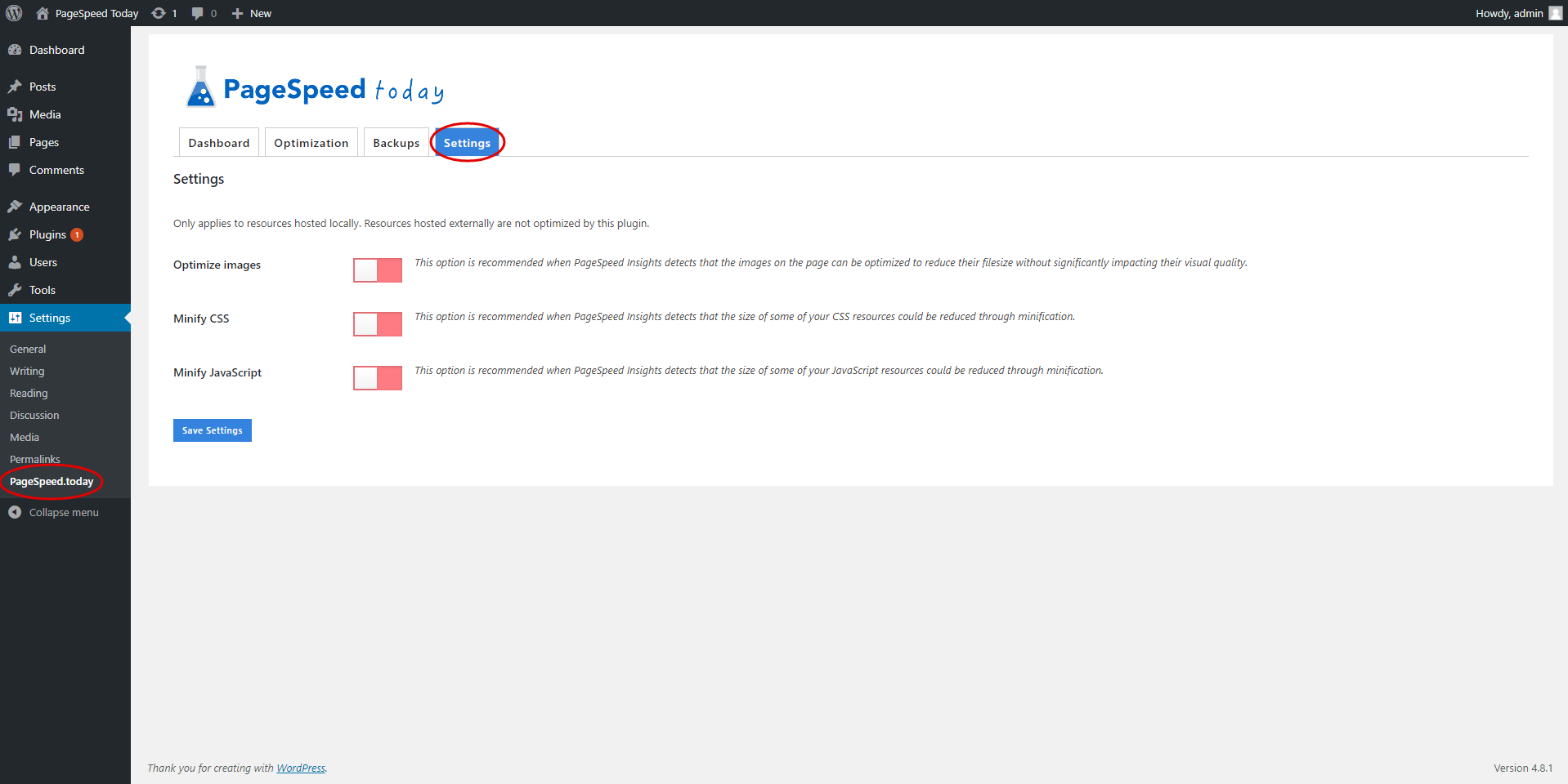 PageSpeed.Today WordPress Optimization Plugin gallery image