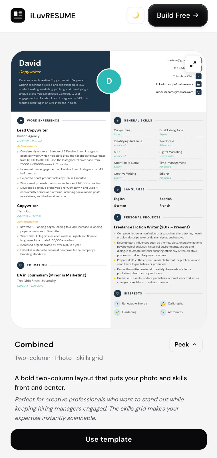 Free Online Resume Builder — iLuvRESUME gallery image