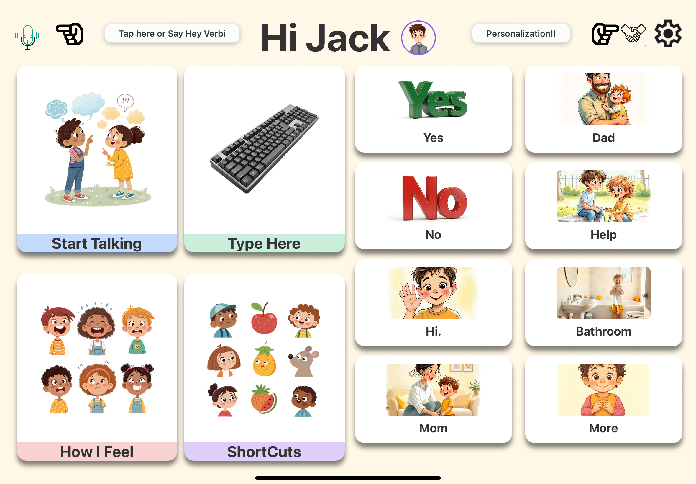 Verbali presents: when AI meets AAC - Main screenshot showing features and interface