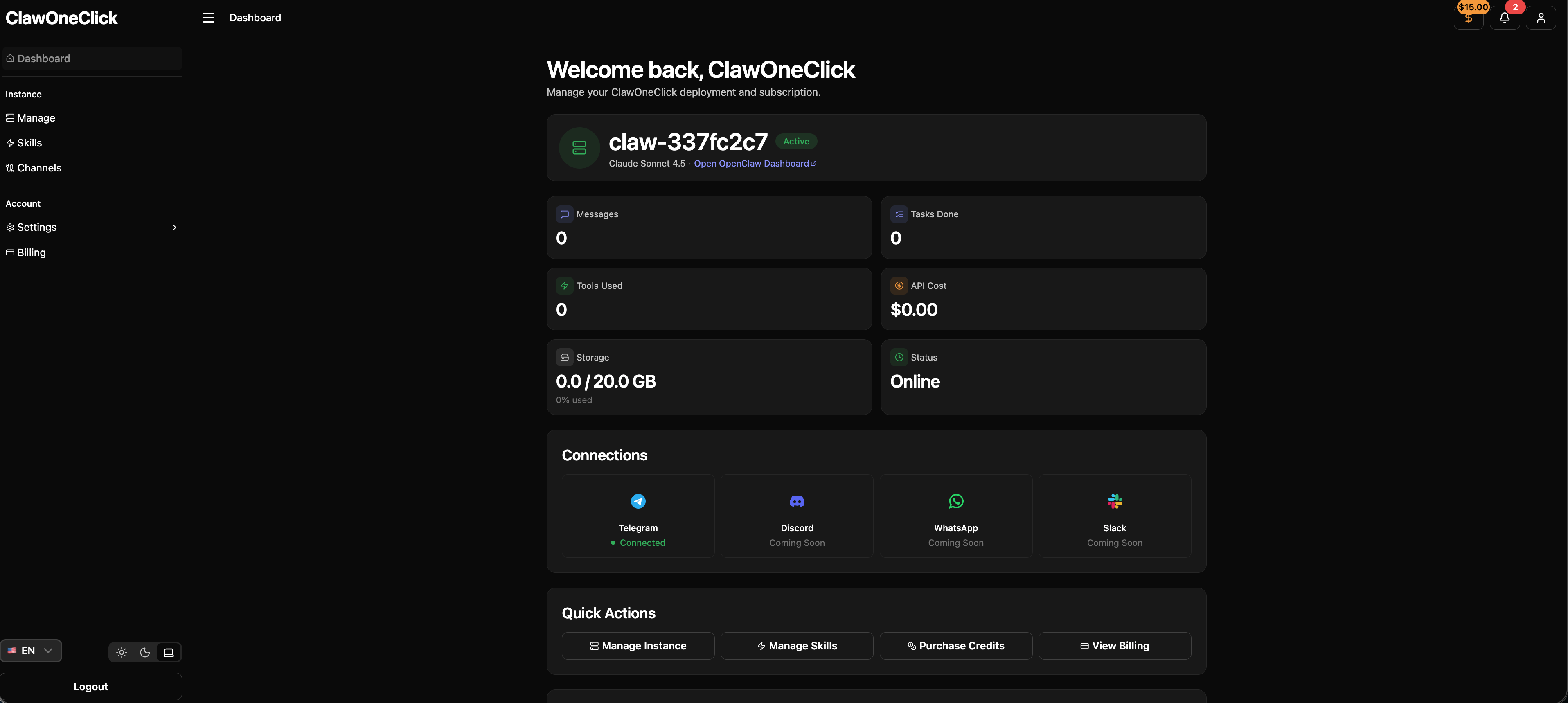 ClawOneClick - Screenshot 2 showing product features and functionality