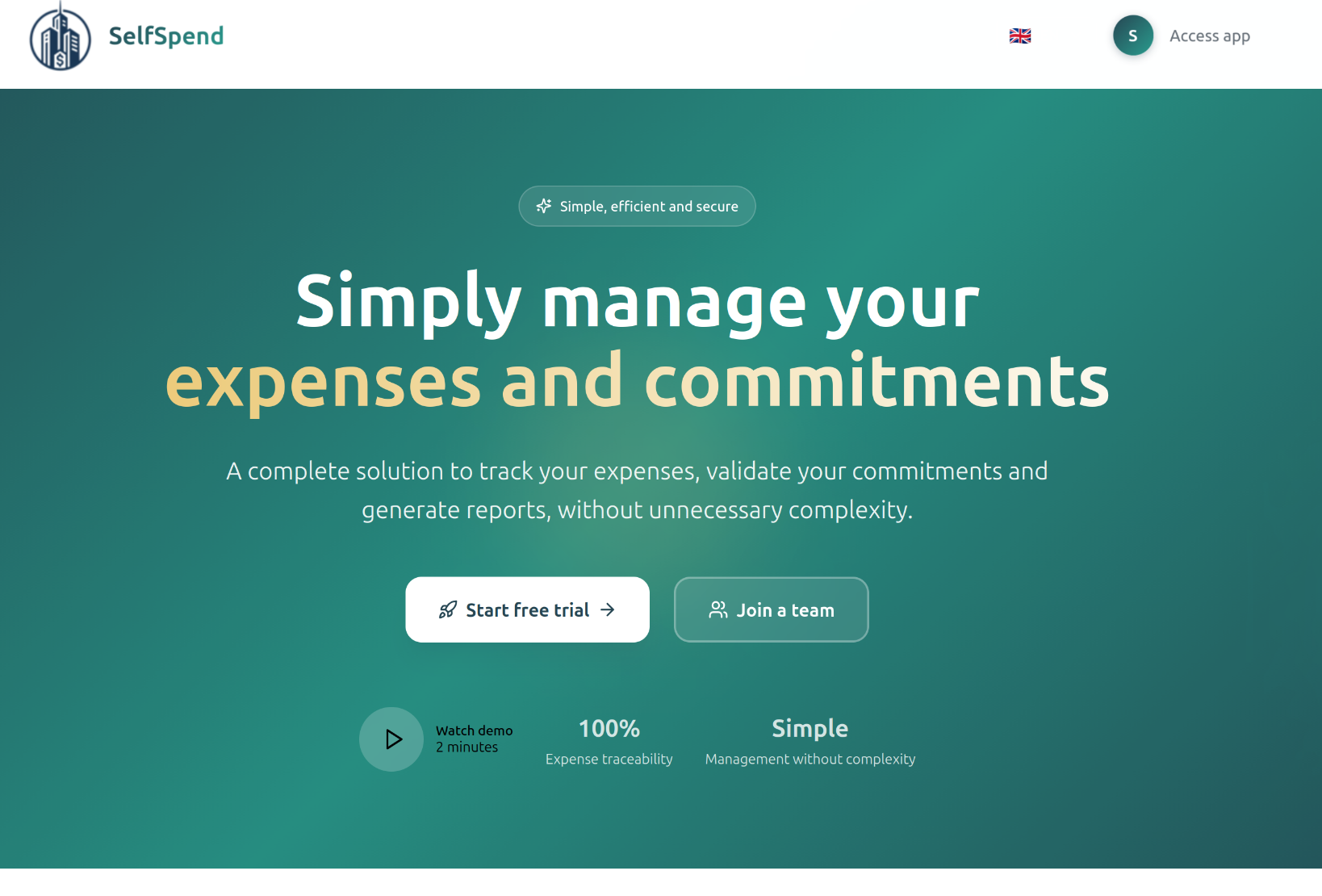 SelfSpend - Screenshot 2 showing product features and functionality
