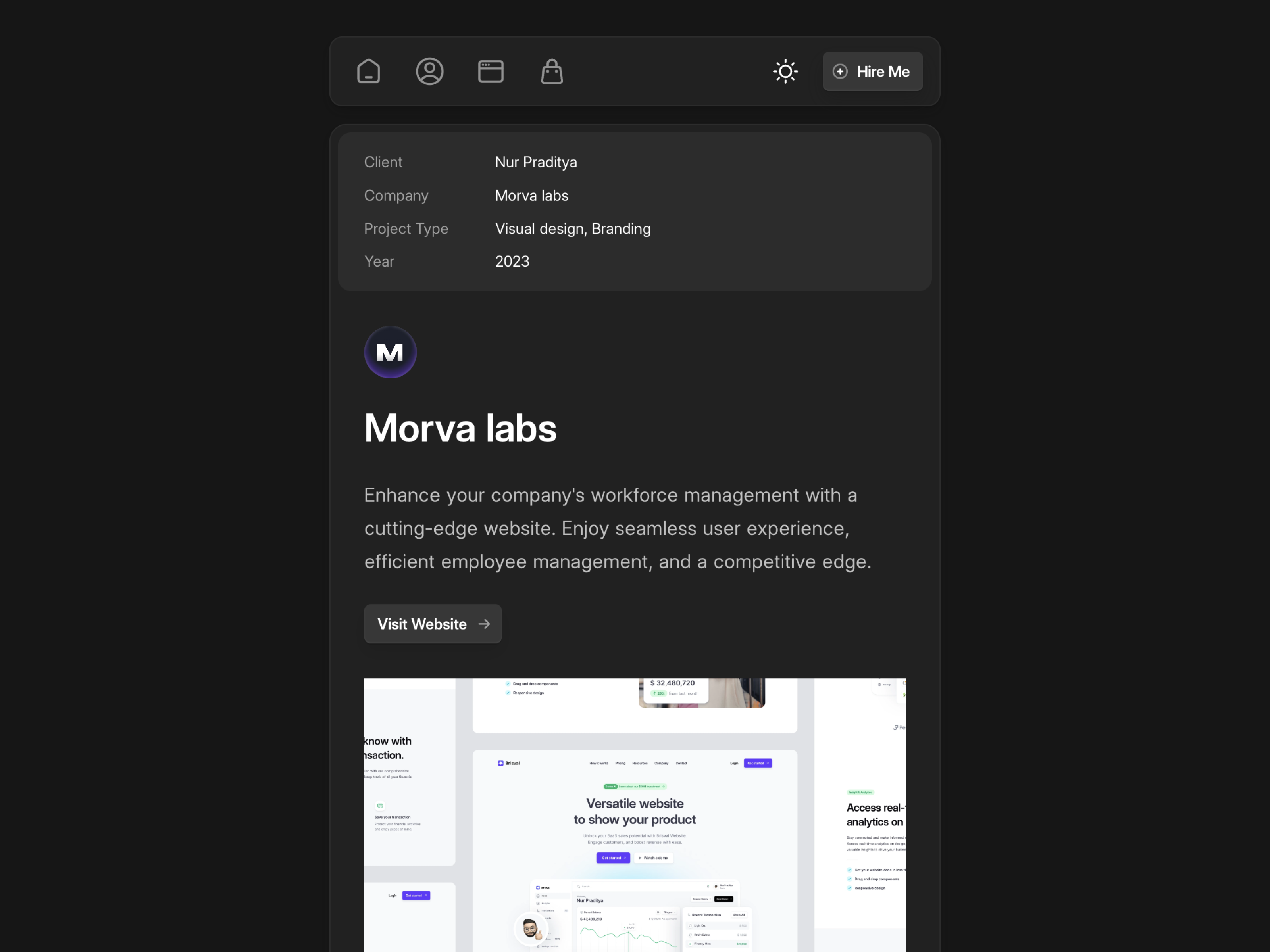Тонкий фолио - Веб -сайт портфеля для создателя, дизайнера, фрилансера медиа 8
