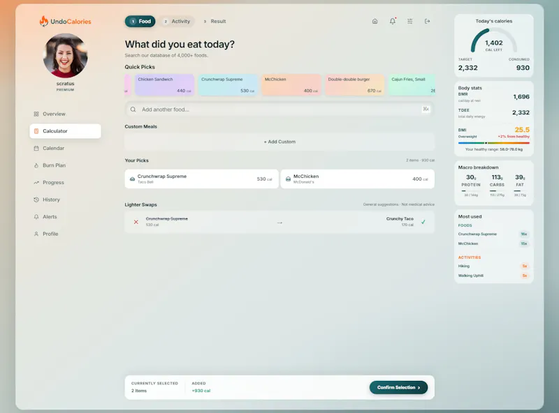 UndoCalories screenshot 2