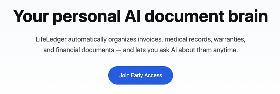 LifeLedger - Main product screenshot demonstrating key features and user interface