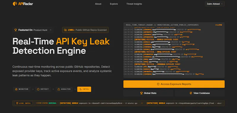 APIRadar – Open-Source API Key Scanner screenshot 2