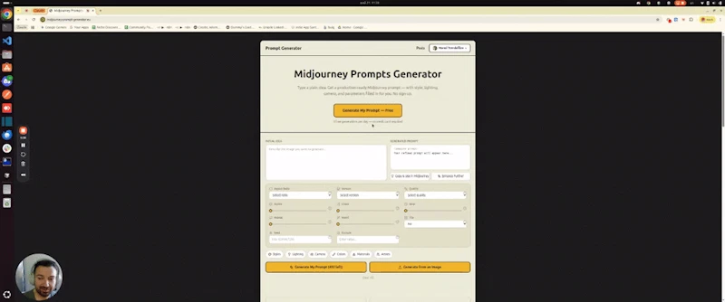 Midjourney Prompt Generator screenshot 1 (video preview)