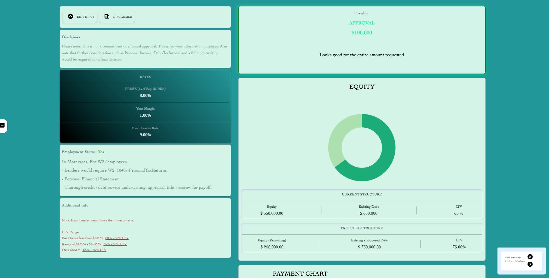 Média HELOC |Calculatrice d'hélicoptères - Calculs détaillés des actions sur les produits HELOC et HELOAN 2