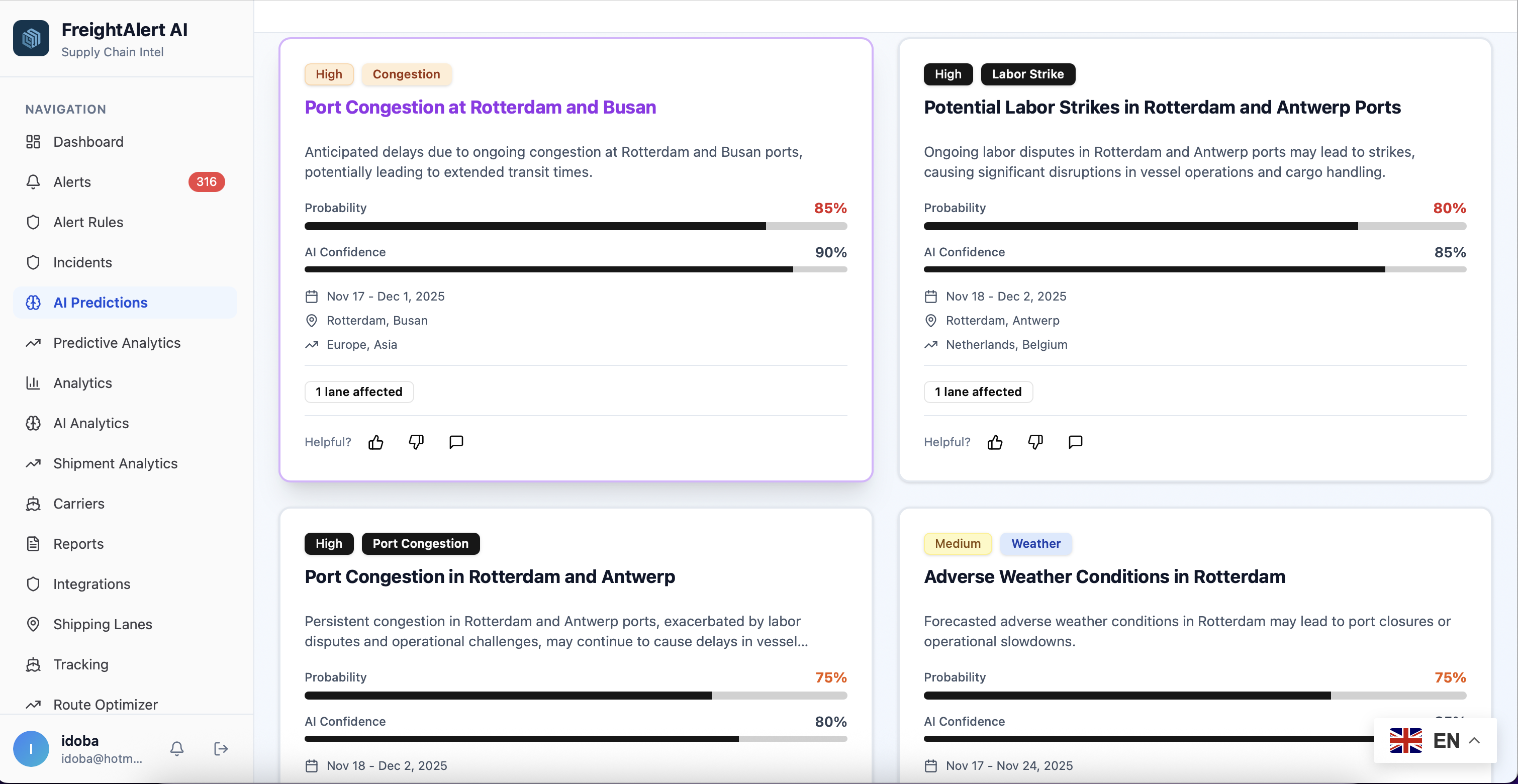 FreightAlert AI - Screenshot 3 showing product features and functionality
