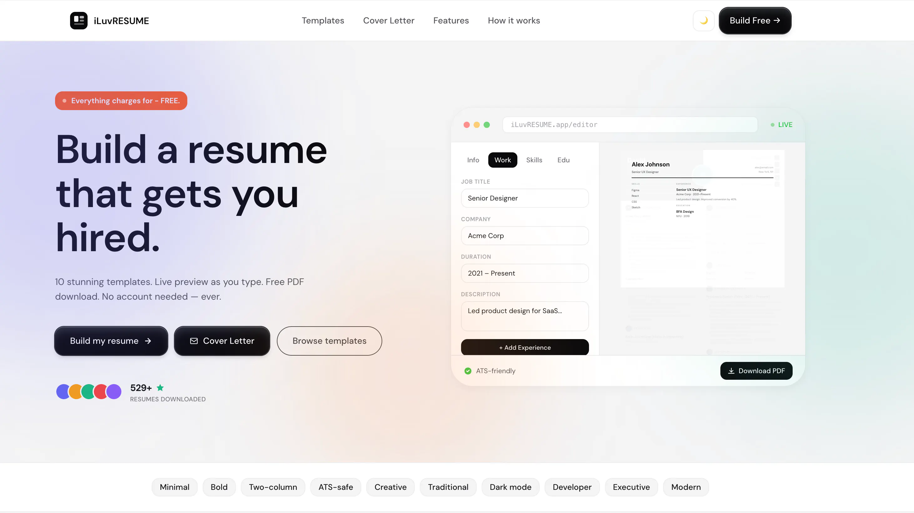 Free Online Resume Builder — iLuvRESUME gallery image