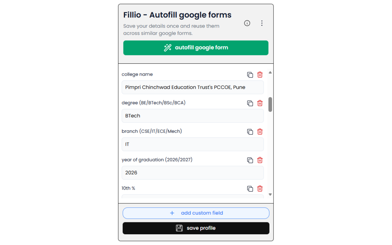Fillio - Autofill google forms gallery image