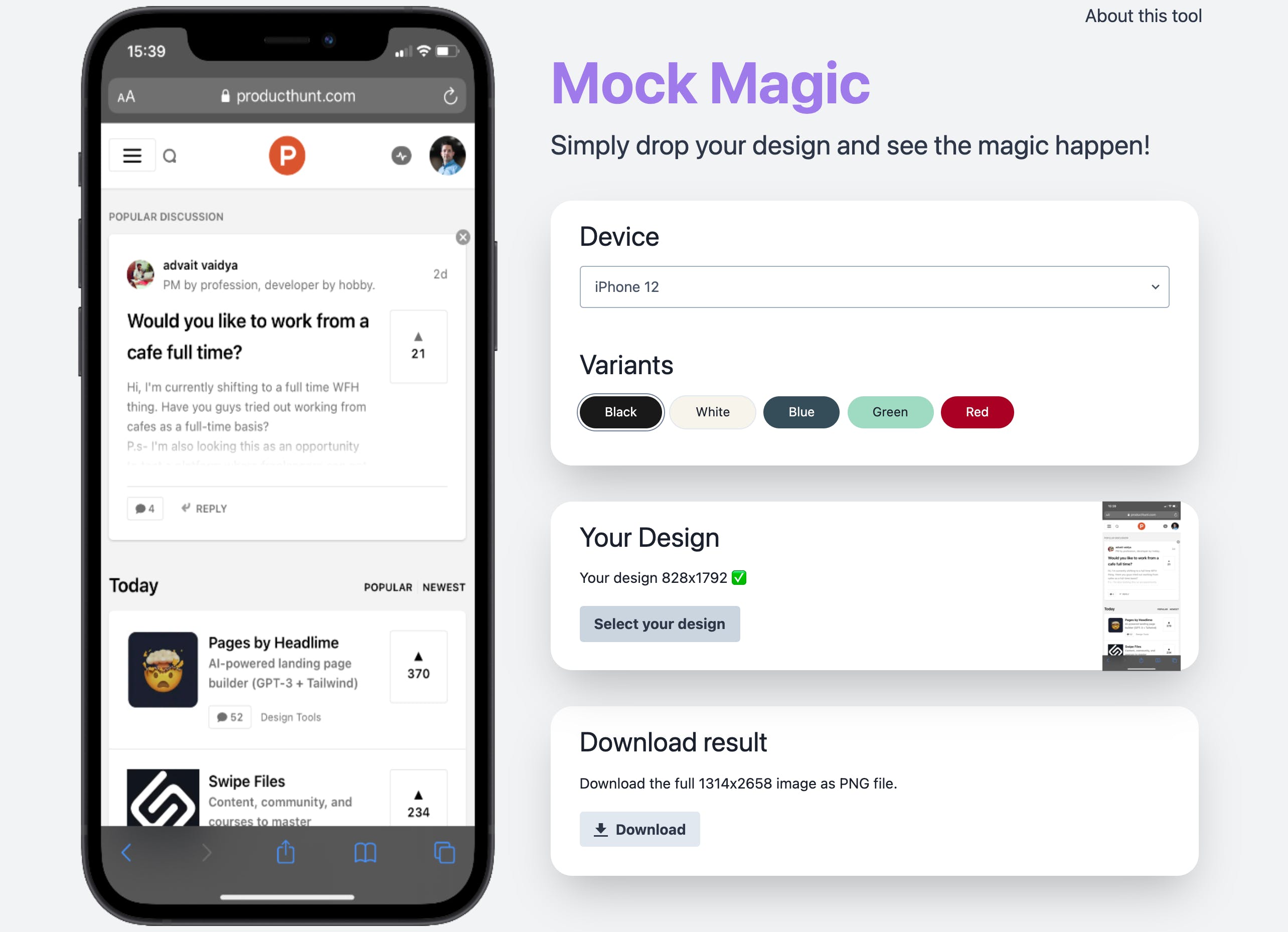 Download MockMagic - A simple, free mockup generator | Product Hunt