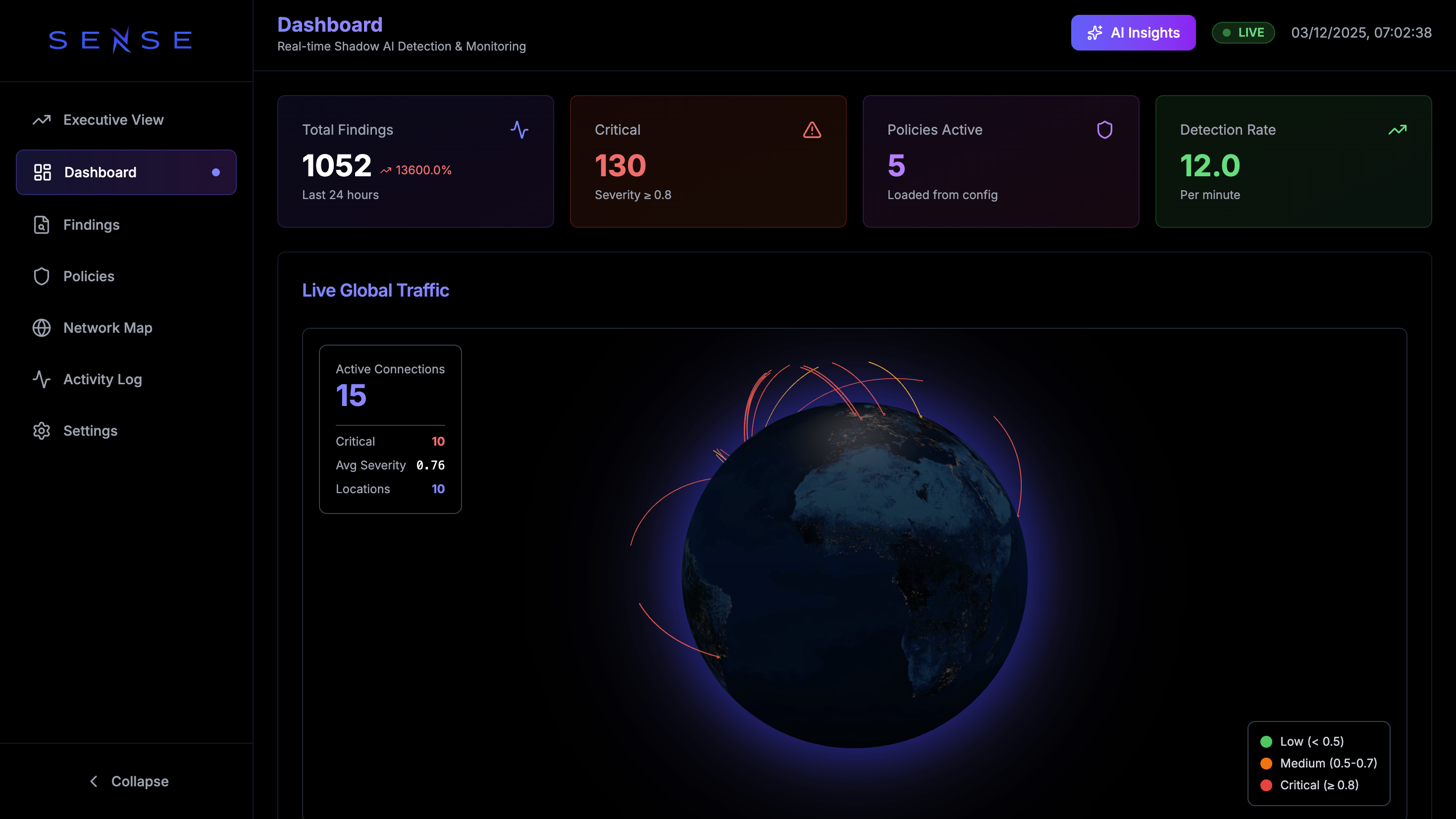 Sense AI - Main product screenshot demonstrating key features and user interface
