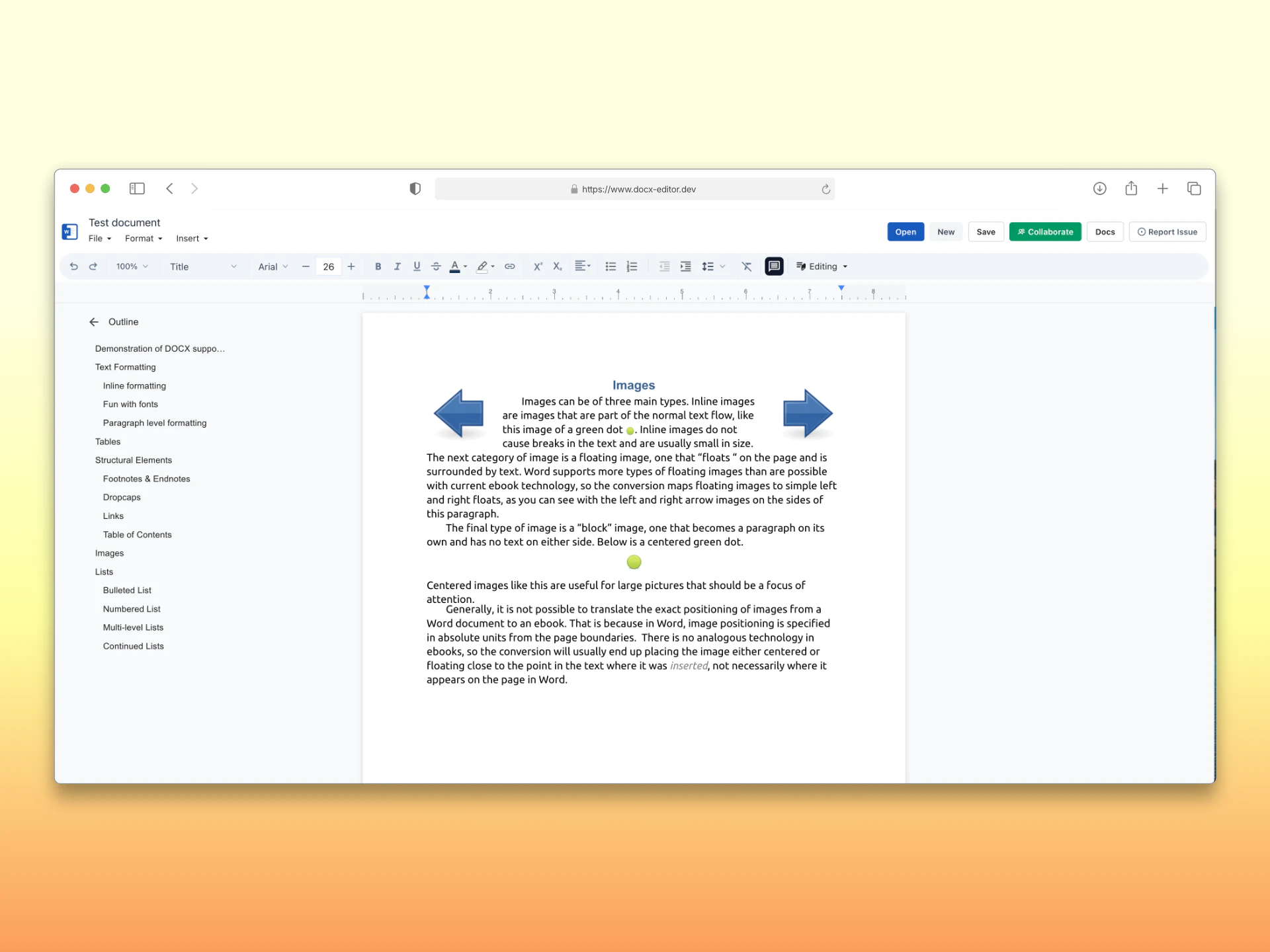 Open-source DOCX Editor screenshot 1