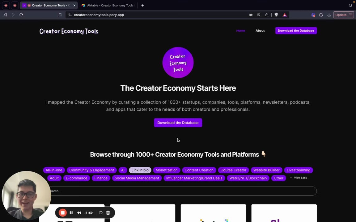 startuptile Creator Economy Tools -1000+ tools platforms & startups in the Creator Economy