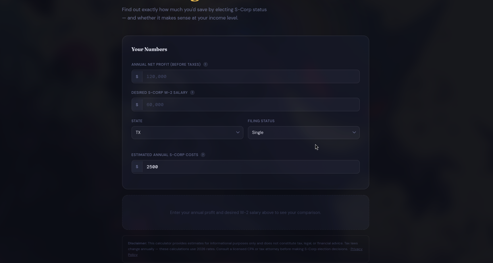 S-Corp vs LLC Tax Calculator gallery image