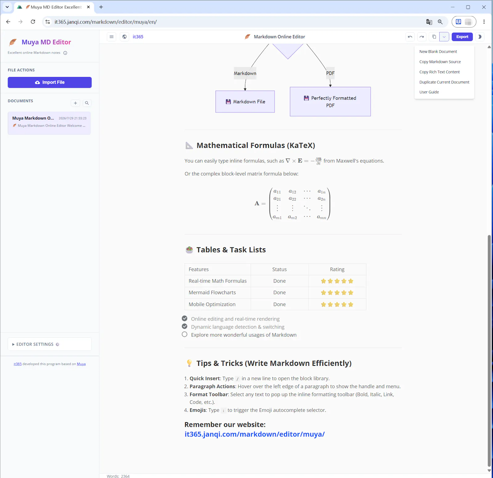 WYSIWYG Markdown editor, MD to image/PDF screenshot 3