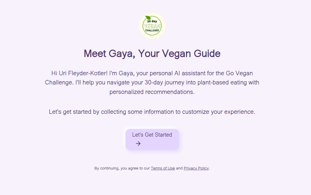 Go Vegan Challenge Website - Screenshot 5 showing product features and functionality