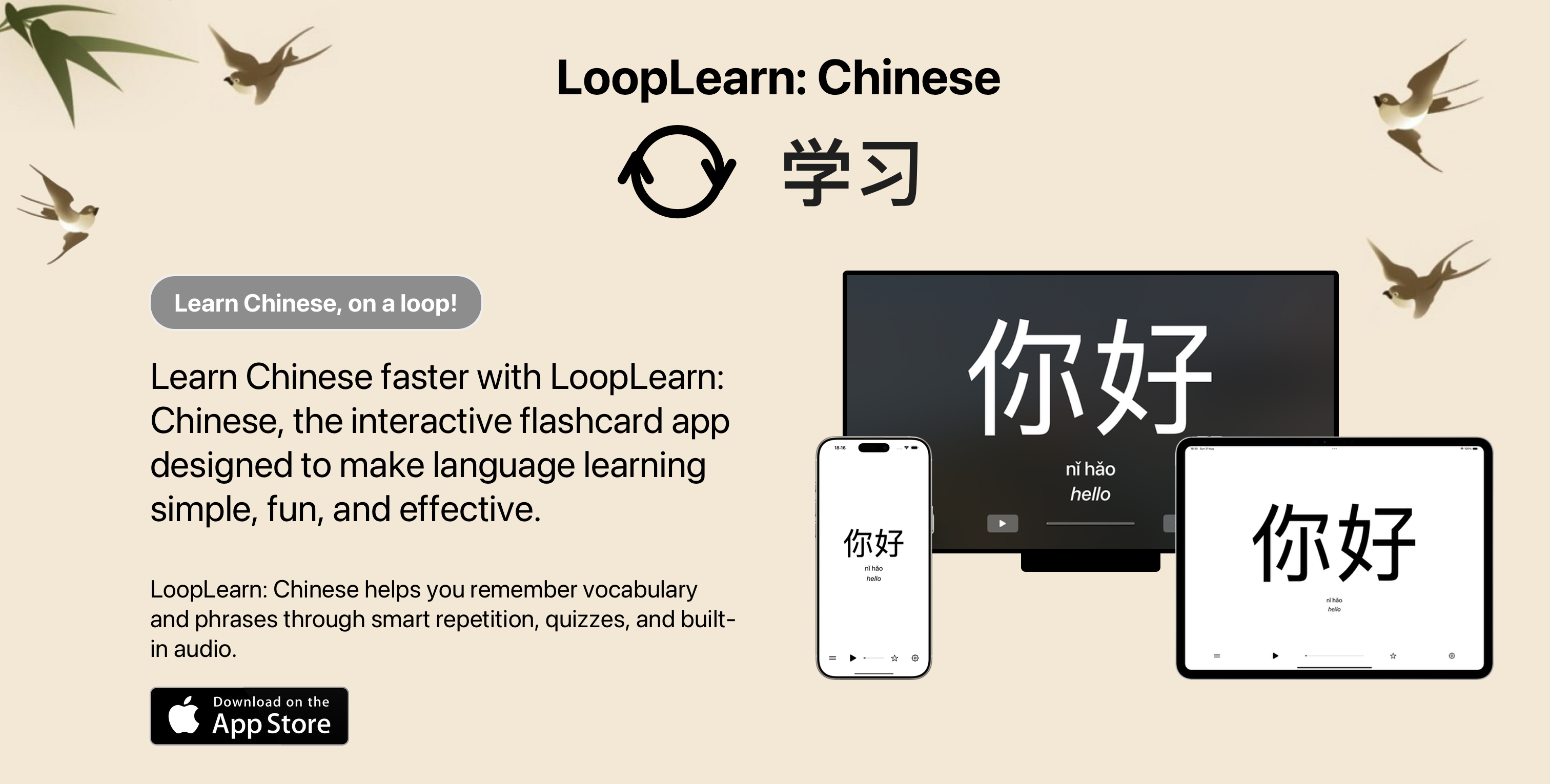 Looplearn: cinese - Impara il cinese, su un giro. media 1