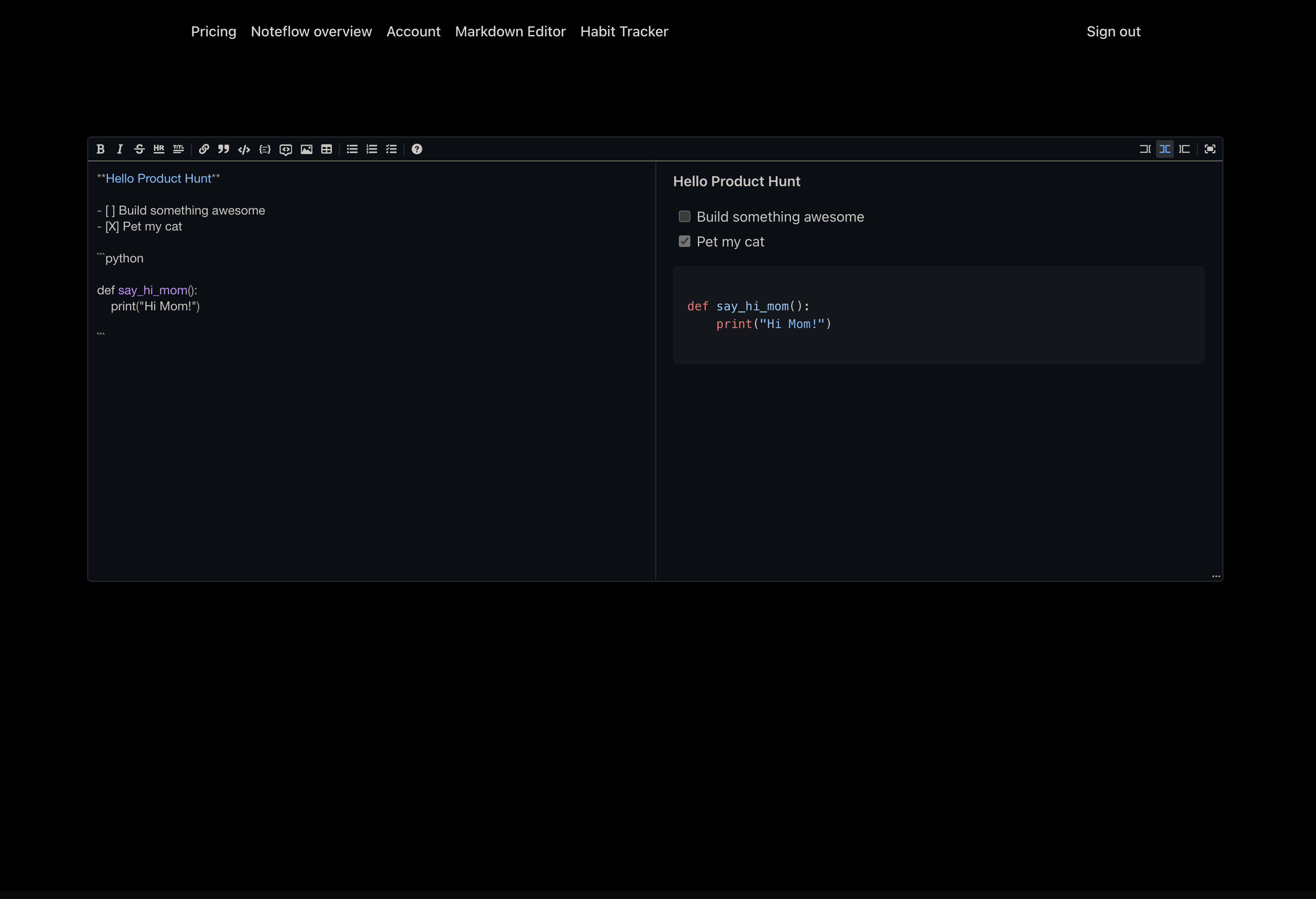 Mídia 2 de NOTEFLOW - Editor de Markdown simples, mas elegante, e rastreador de hábitos