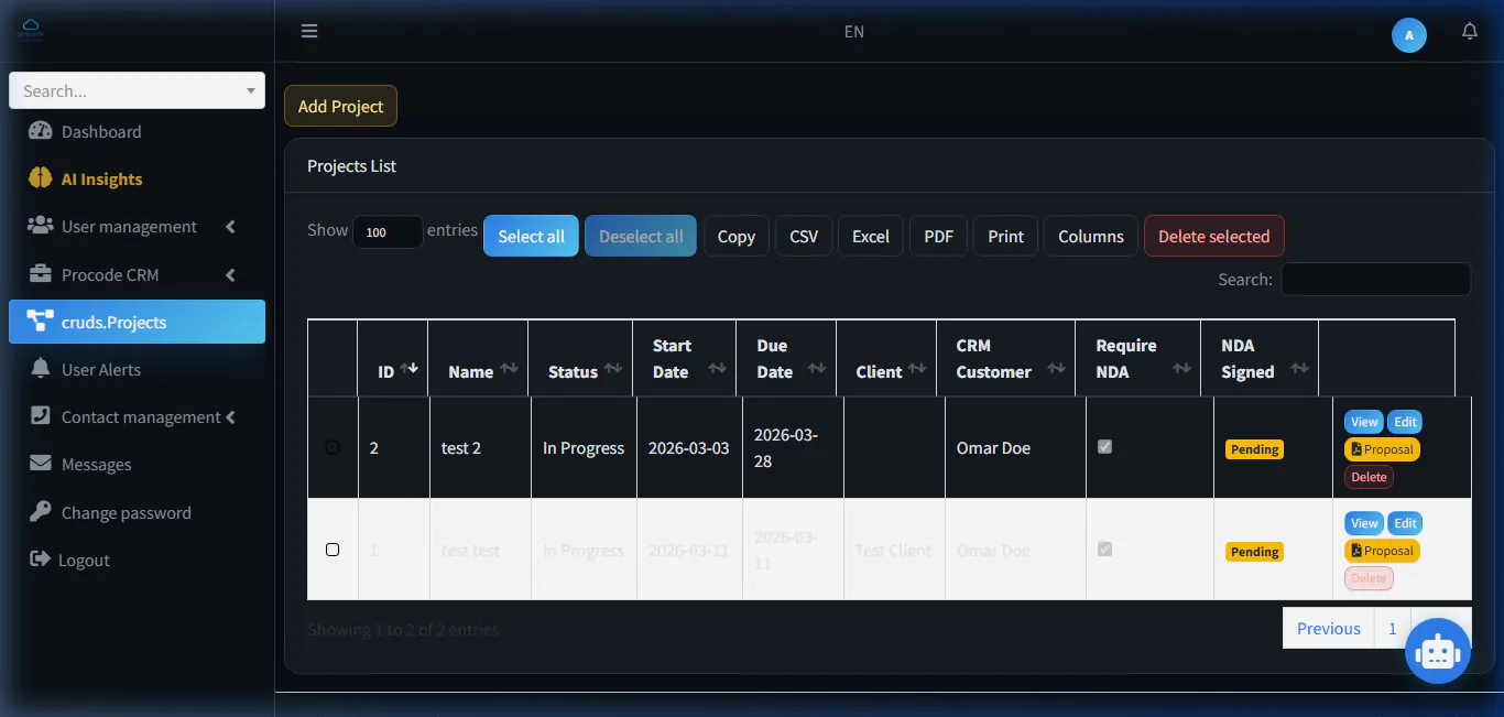 Procode CRM screenshot 4