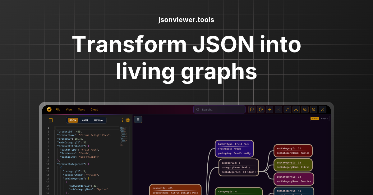 JSON Viewer - Main product screenshot demonstrating key features and user interface