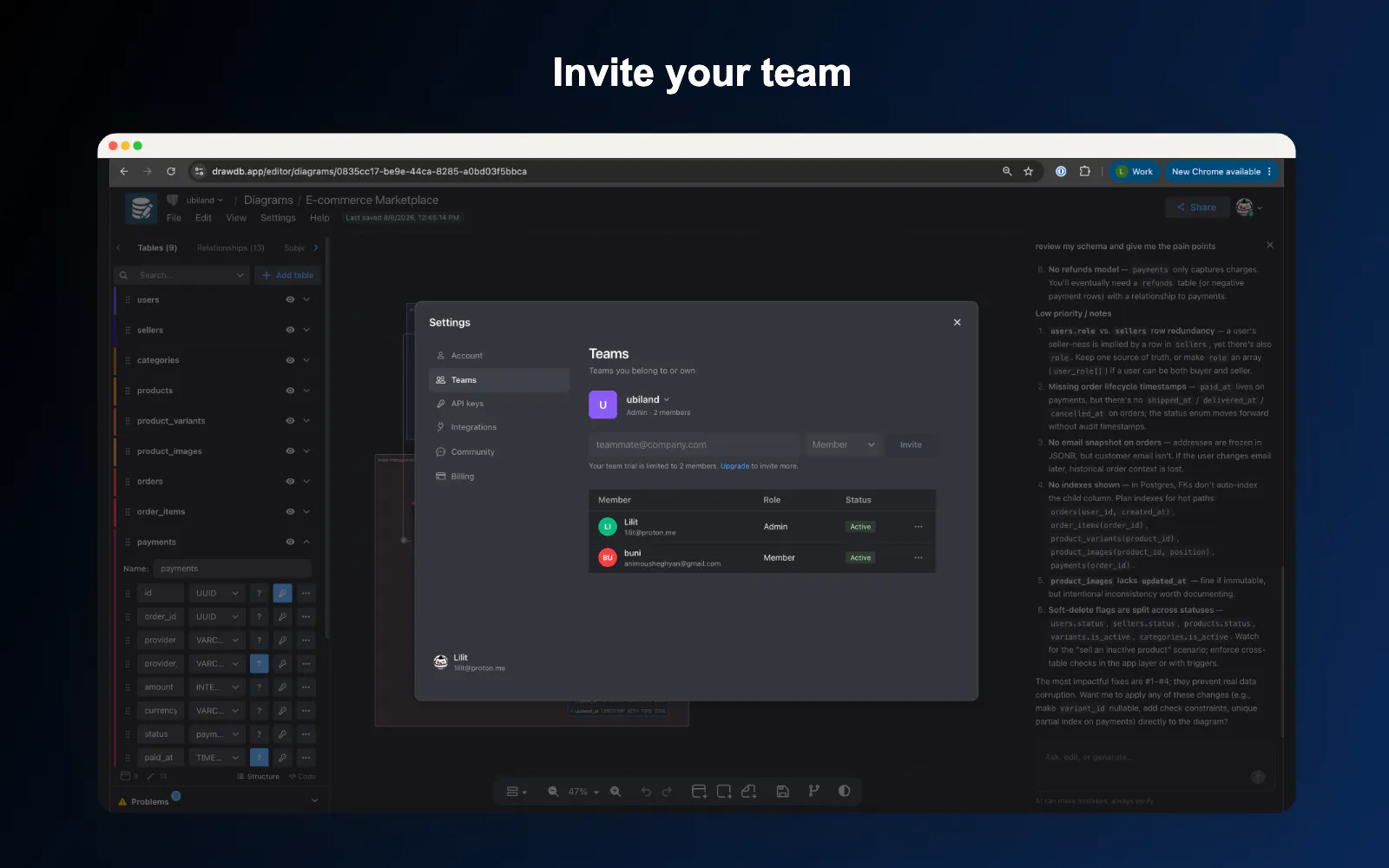 drawDB screenshot 4