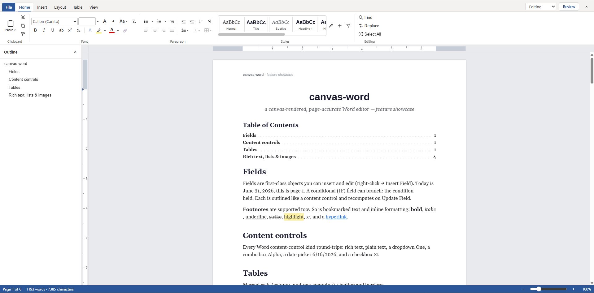 Embeddable Word-compatible editor gallery image