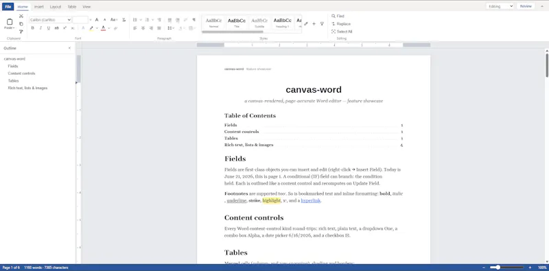 Embeddable Word-compatible editor screenshot 1