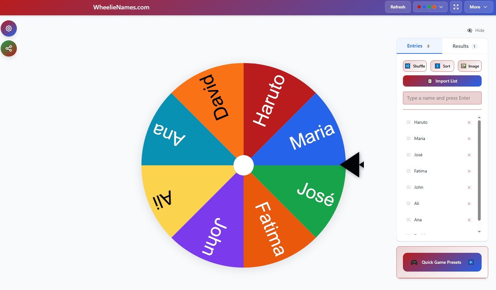 WheelieNames - Random name picker wheel with secure results media 3