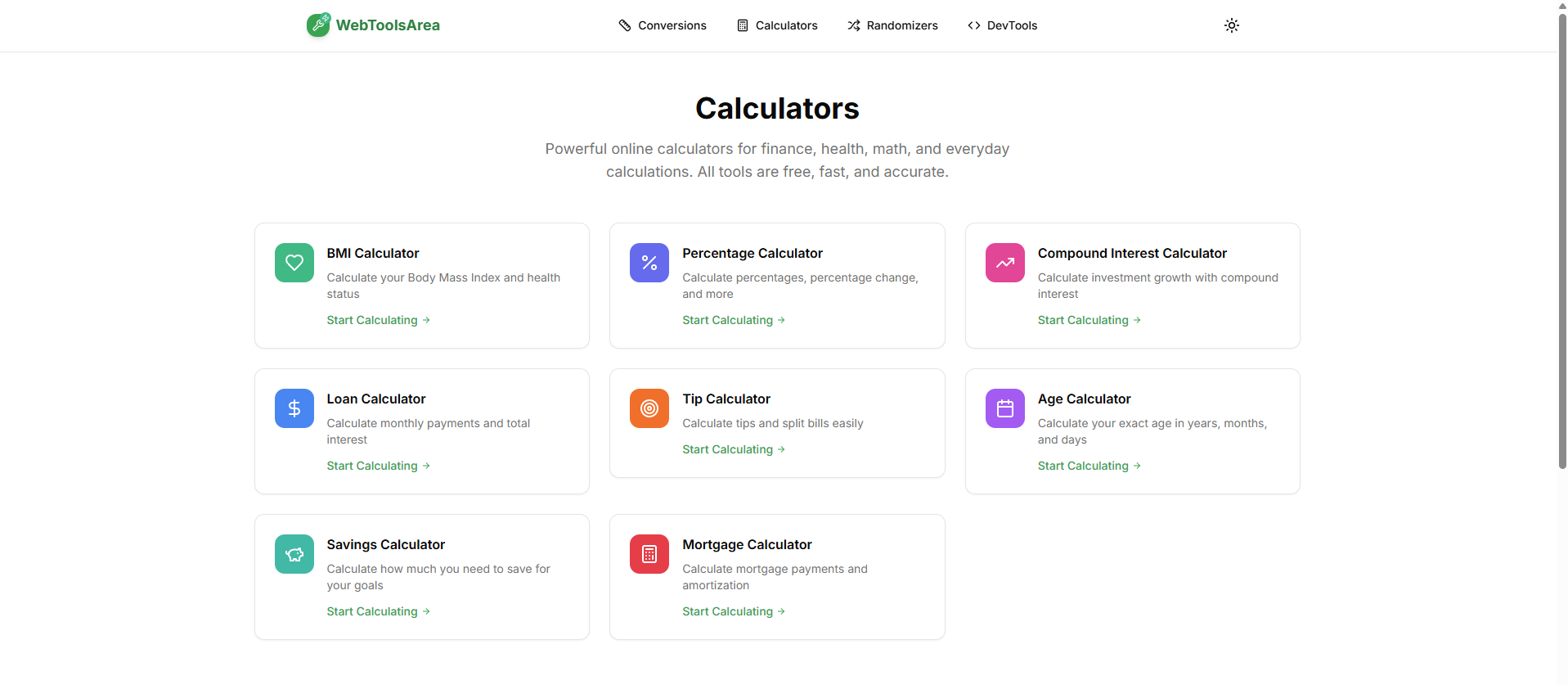 وسائط webtoolsarea - الآلات الحاسبة السريعة والدقيقة والأدوات اليومية 3