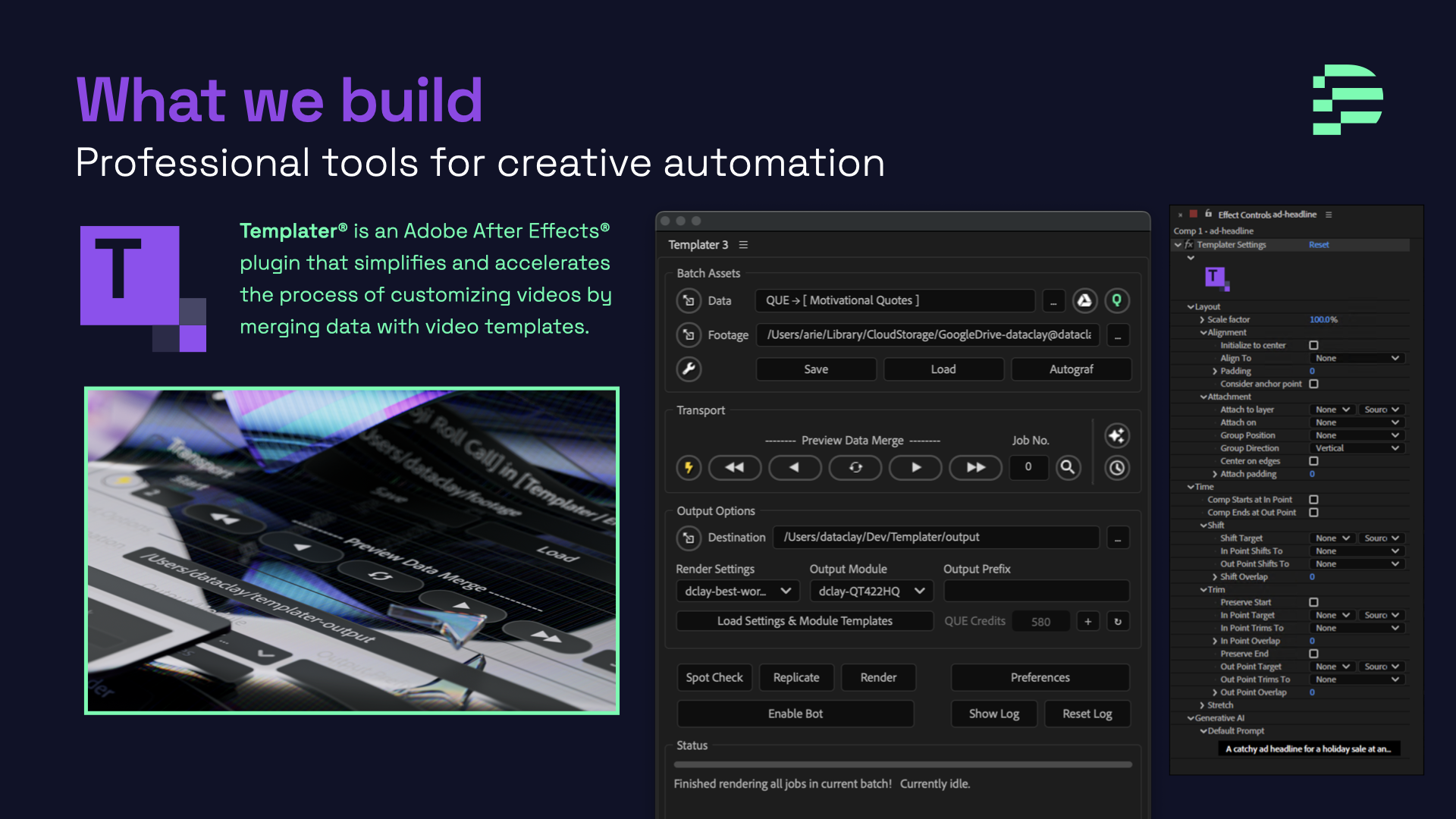 Adobe After Effection® 용 Templater® - Adobe After Effects에 대한 데이터 중심 자동 비디오 생성 미디어 5