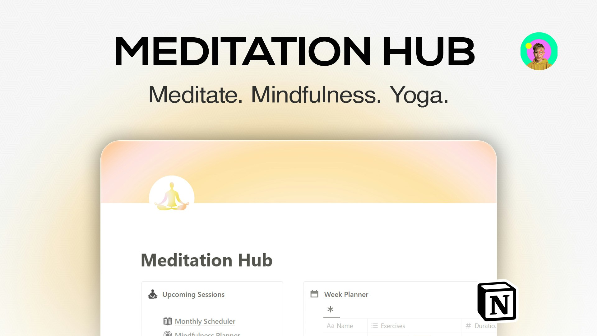 Mídia 1 de Hub de meditação - Organize -se com meditação, atenção plena e ioga