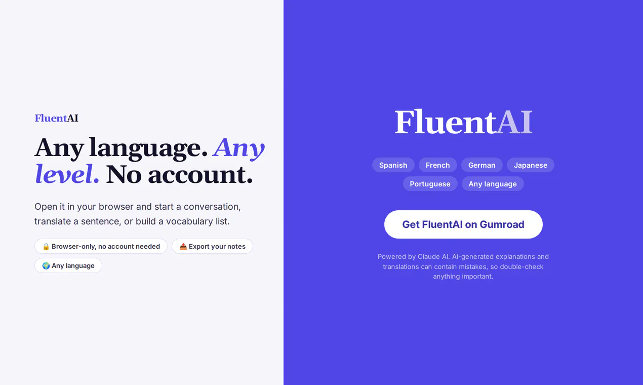 FluentAI: Language Learning Assistant gallery image