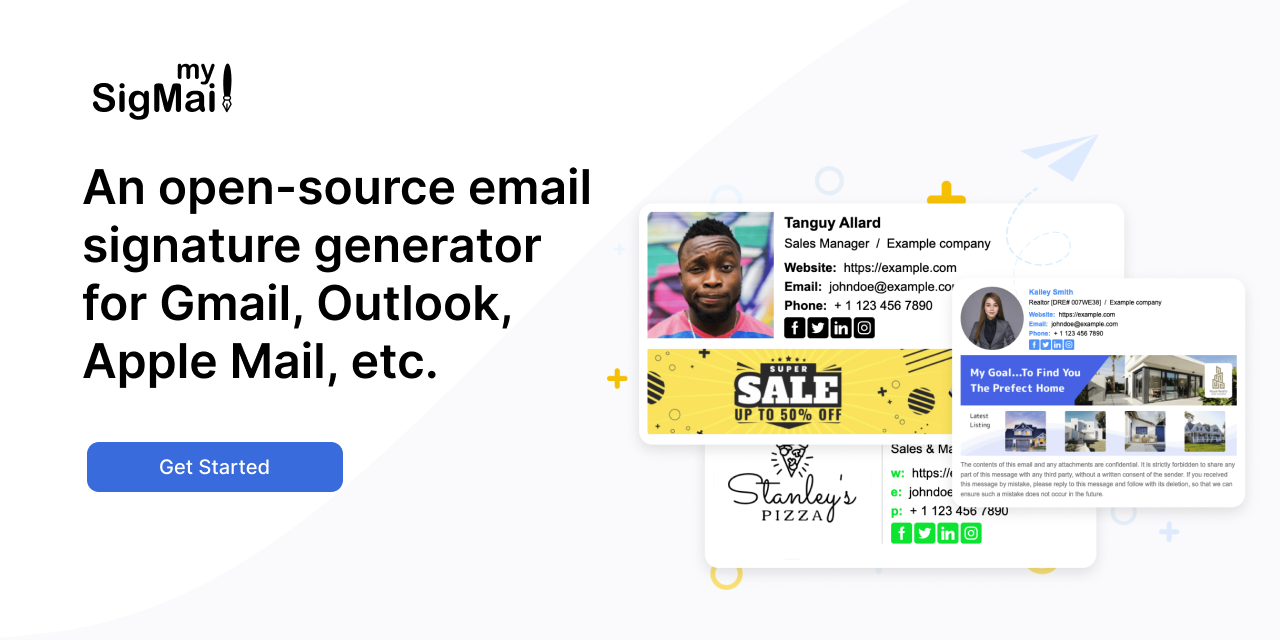 Média Mysigmail oss v2 - Générateur de signature par e-mail OSS.Pas d'abonnements.Pas de verrouillage. 1