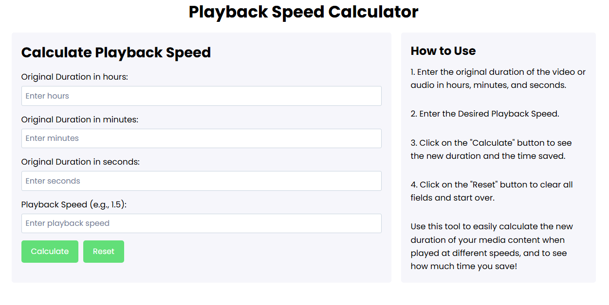 Playback Speed Calculator gallery image
