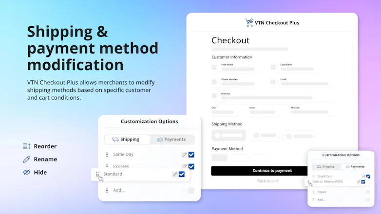 Shopify VTN Checkout Plus App gallery image