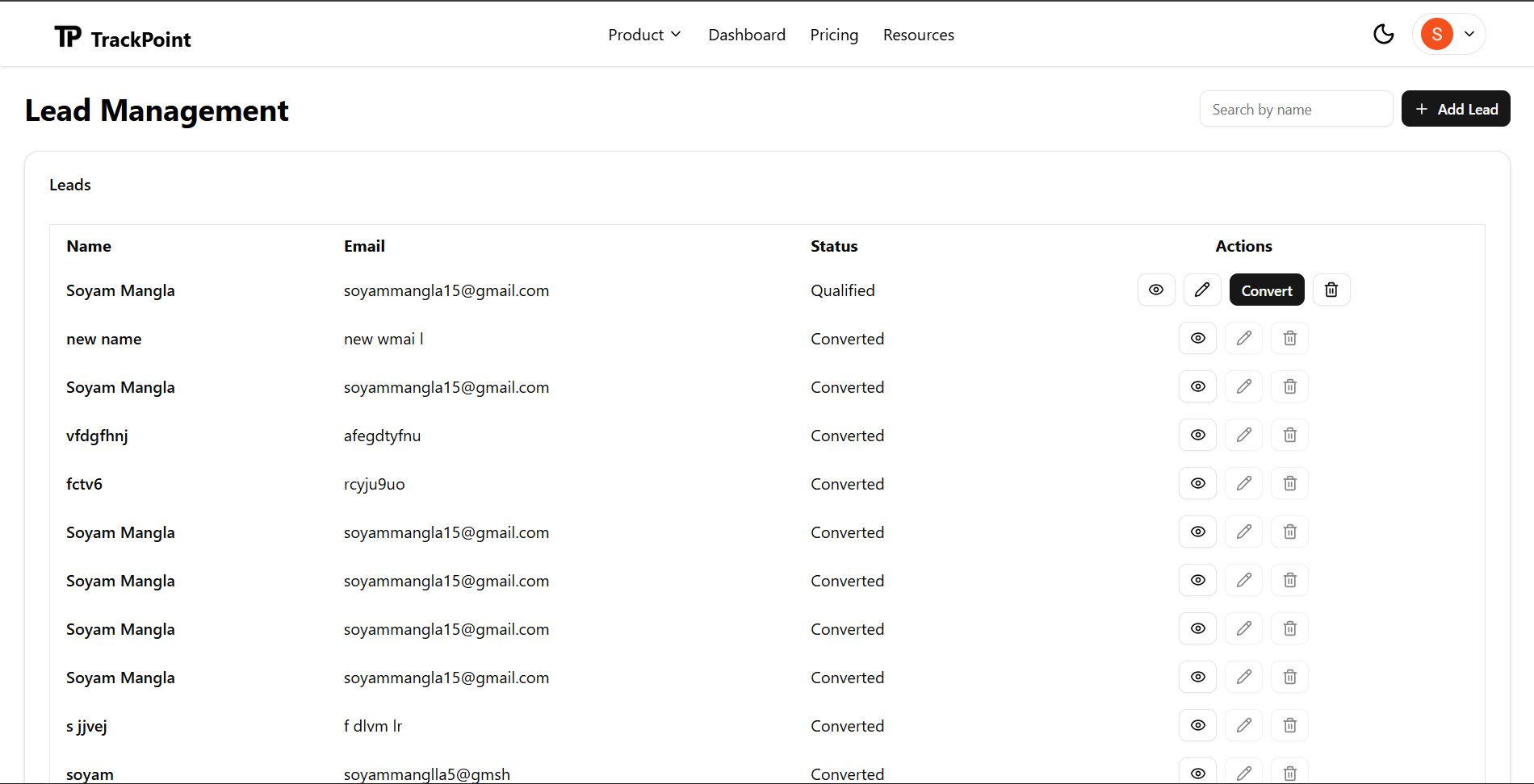 TrackPoint CRM - Screenshot 2 showing product features and functionality