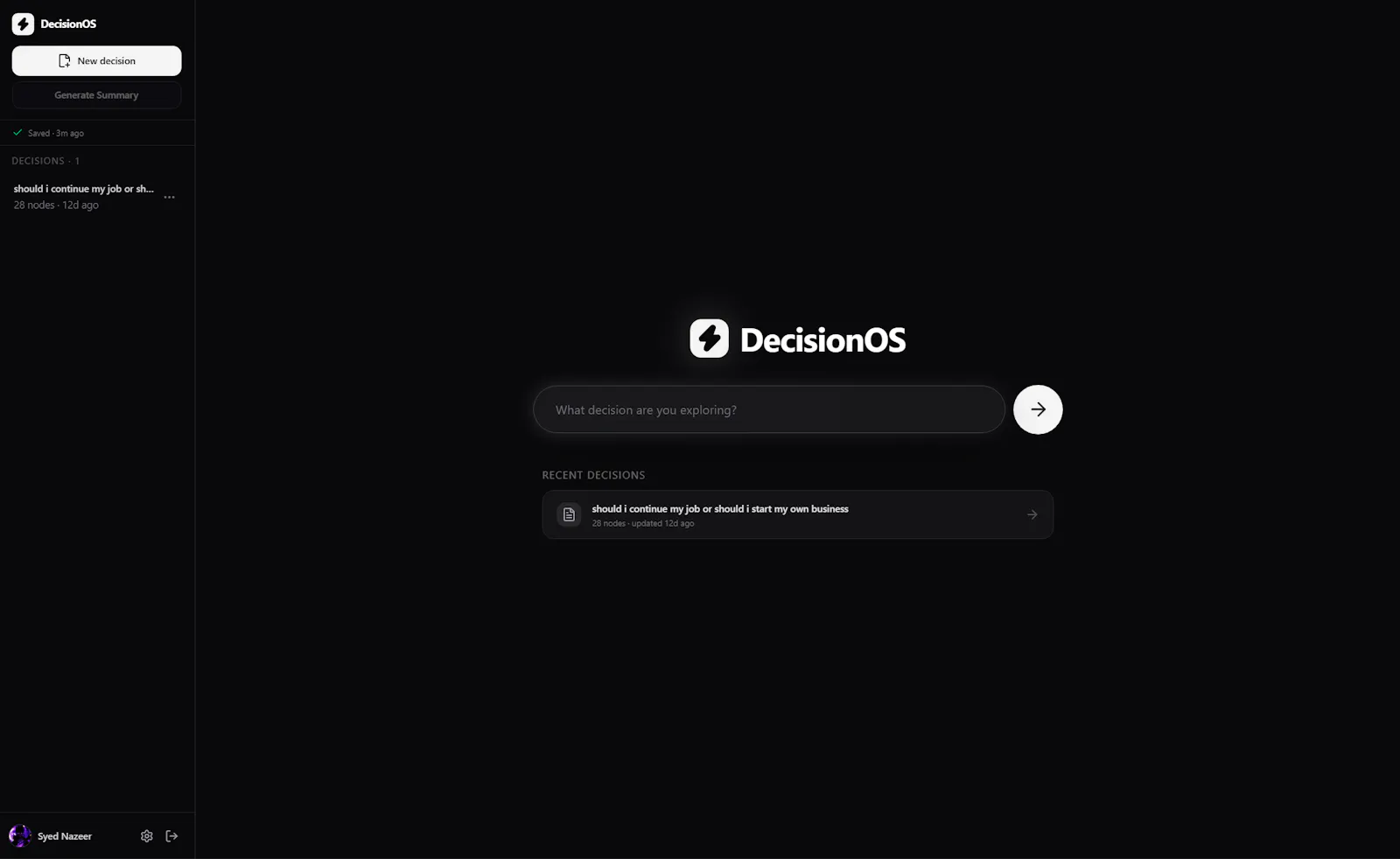 DecisionOS screenshot 1