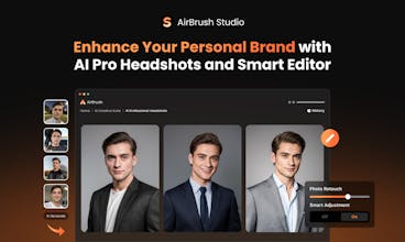 AirBrush Studio - AI technology transforms selfies into stunning professional headshots.